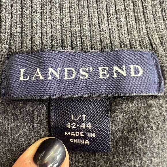 Land End Long Sleeve Pockets Outdoor Dark Gray Fleece Zip Up Jacket Mens Size L - Picture 8 of 11